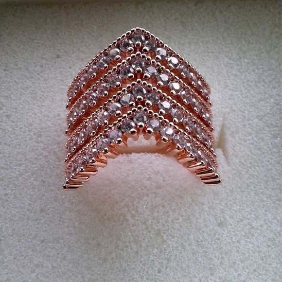 Callura Rose Goldtone Four-Layer Pave Ring with Swarovski Crystals - Picture 6 of 11